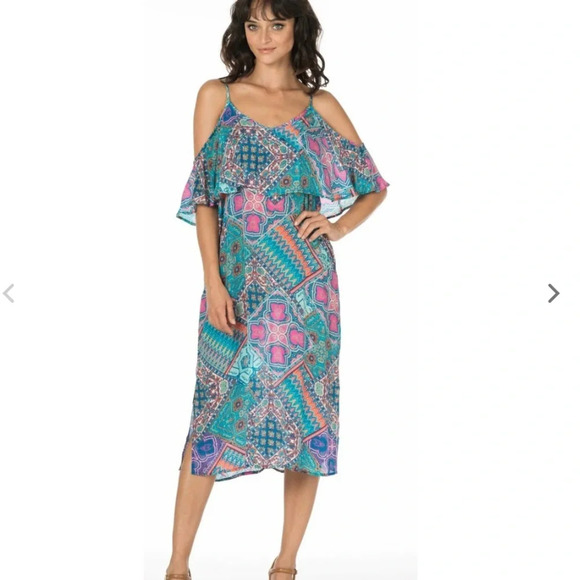 Tolani Kaylie Gray Floral Abstract Viscose Midi Dress - Picture 7 of 8